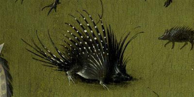 Porcupine in Bosch Garden of Earthly Delights. Check out interactive figures in Boschproject.org