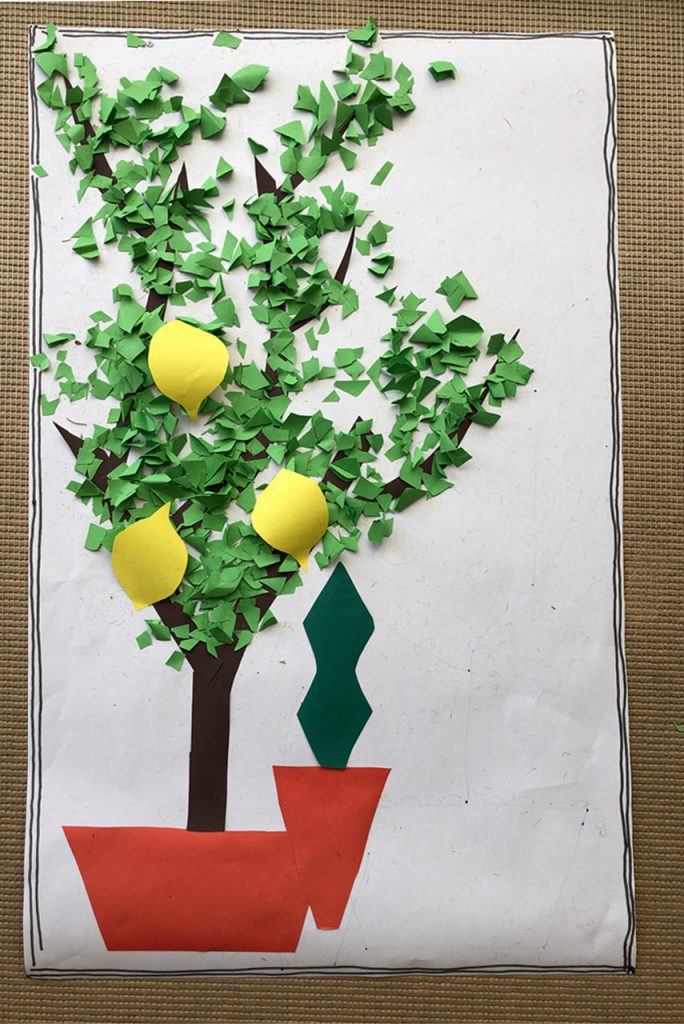 I made this lemon tree from scraps of paper. I'm proud of attaching a trees-worth of leaves, and really proud of my realistically plump lemons