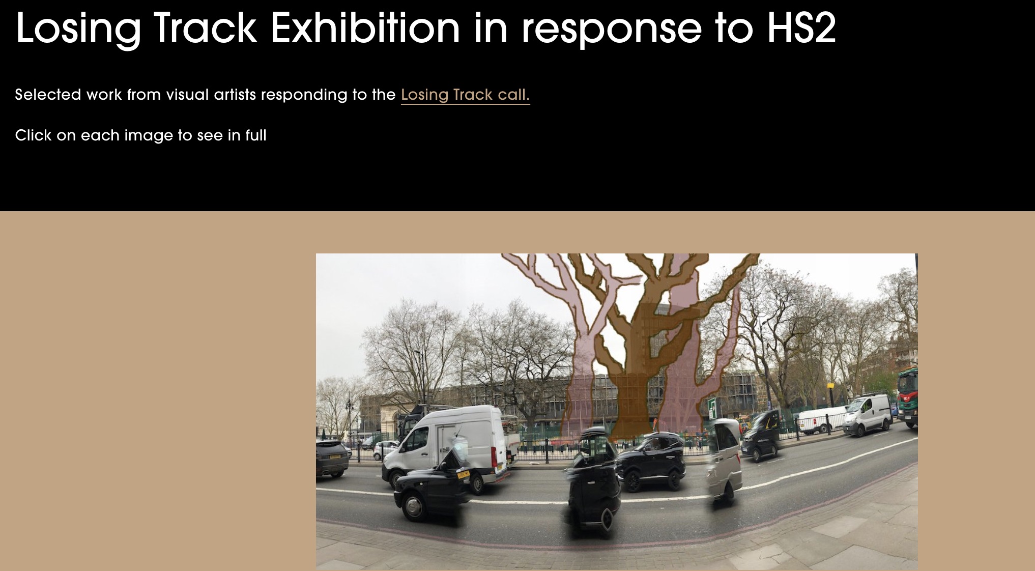 Exhibition page - losing track - with my ghosts image at the top
