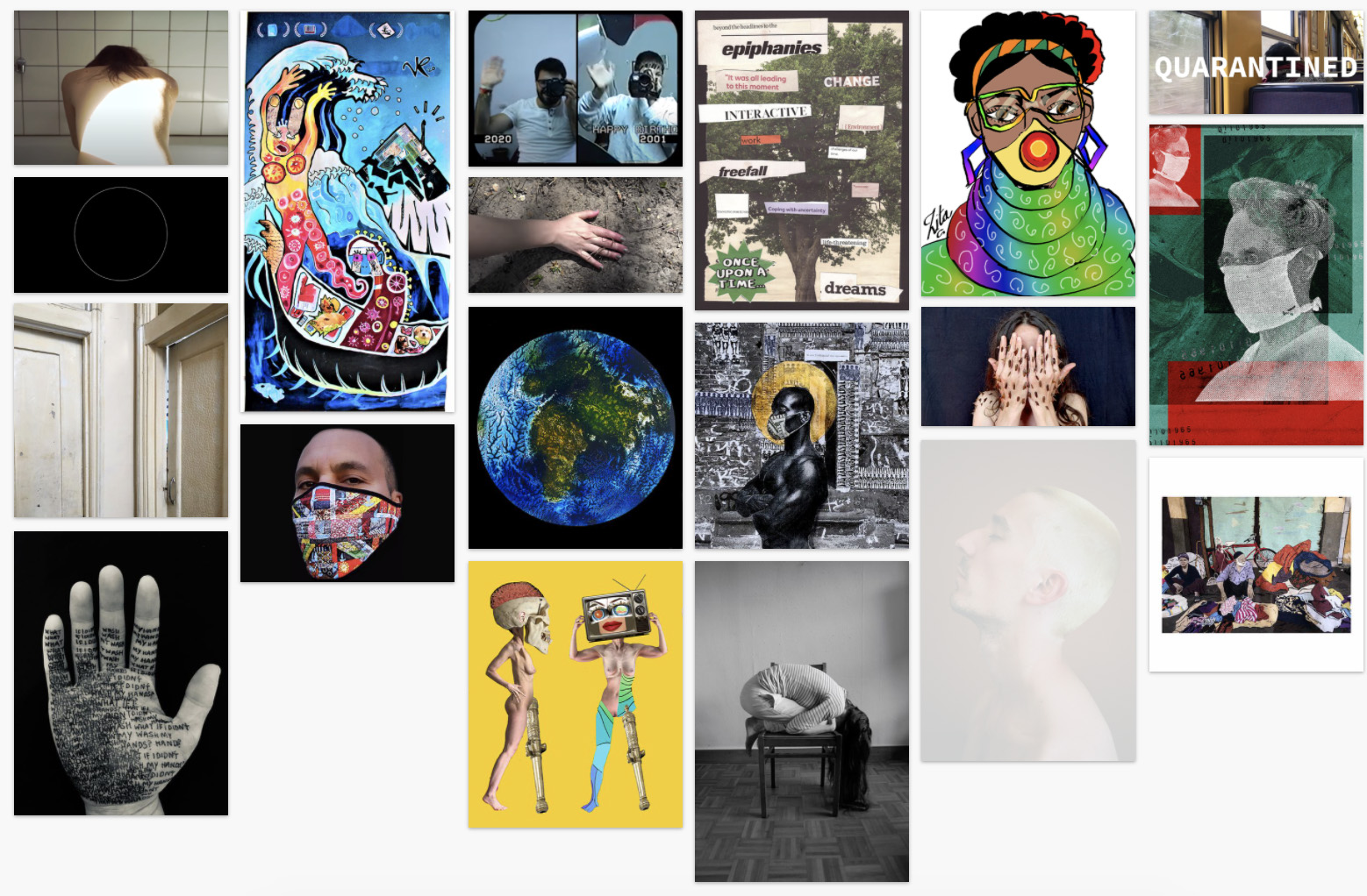grid of thumbnails of submissions from artist in group exhibition